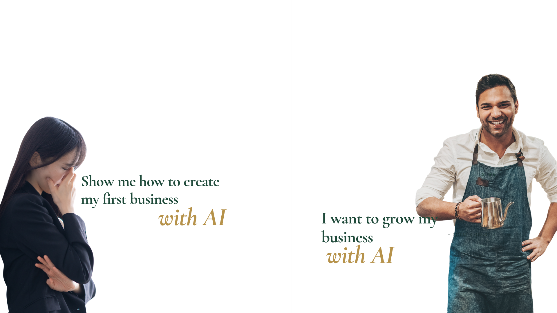 Create my new business with AI · Grow my business with AI